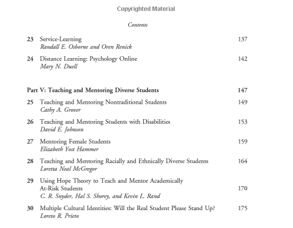 table of contents