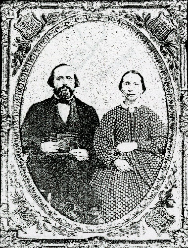 An 1853 daguerrotype of Erastus F. and Elizabeth A. Snow, the
				Kanes’ main hosts.