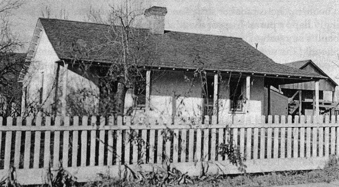 Fig. 10. As of 1870, Jacob Gates’ one-story adobe with two
				front doors housed all three wives, but it became Emma’s only
				when he placed the other two in separate homes.